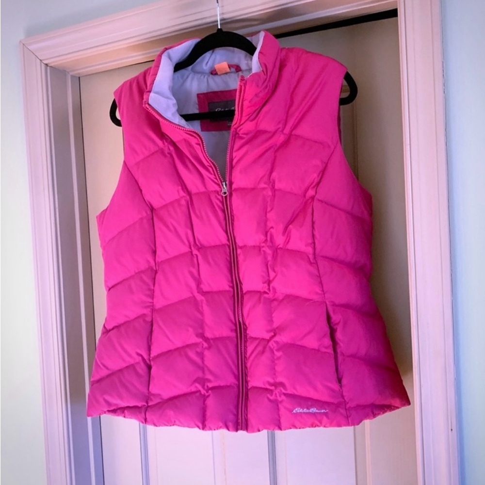 🩷🌸 EUC Eddie Bauer Puffy Pink Vest Size XL
